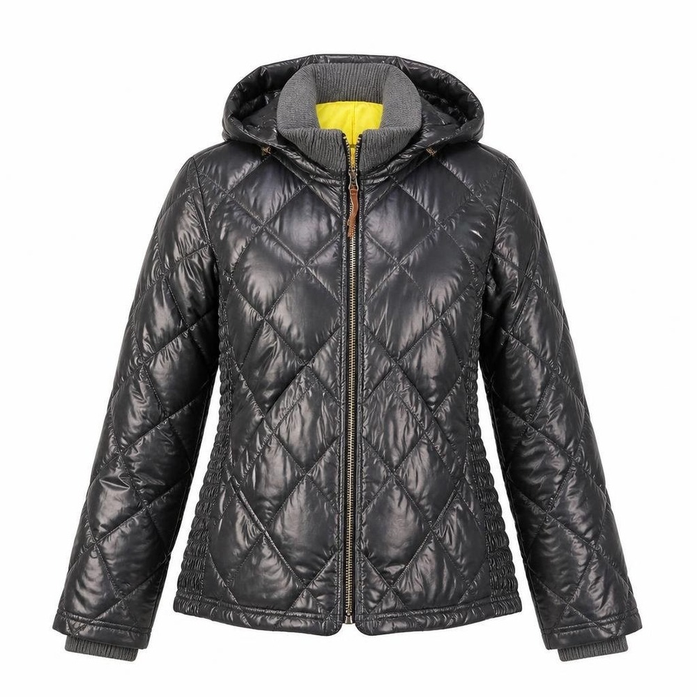 Eddie Bauer Puffer Jacket Womens XSP EB550 Skyliner Black Quilted Down Hooded